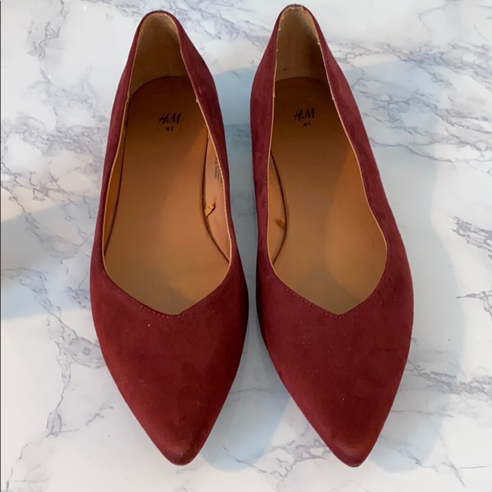 H&m burgundy flats sz 41